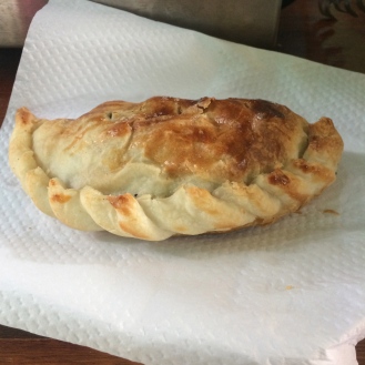 Empanadas are everywhere in Argentina. They are stuffed breads. This one was beef. There also Empanadas dulces.